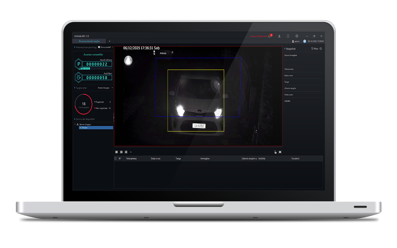 Controllo telecamera IP ANPR da browser